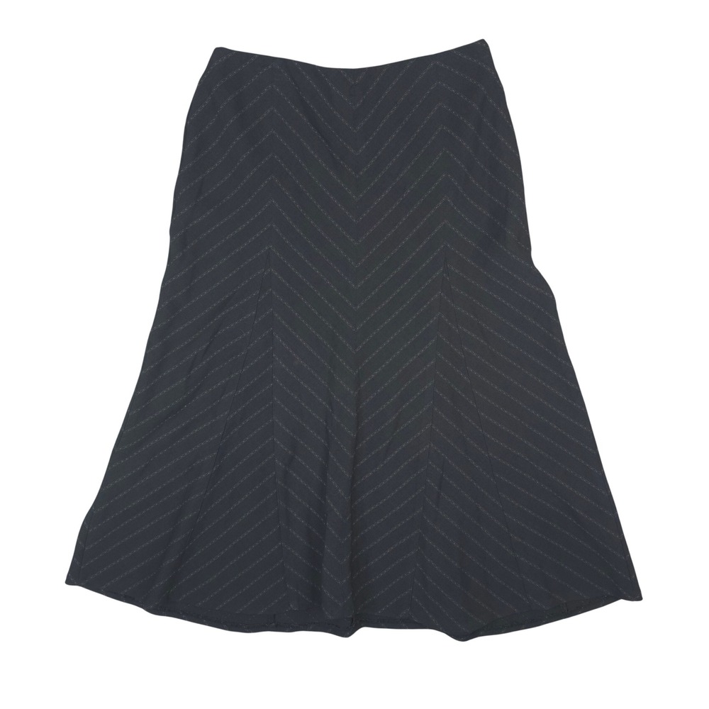 Kim Rogers‎ Signature Skirt Women 12 Black Chevron Pinstripe A-Line Midi Flare
